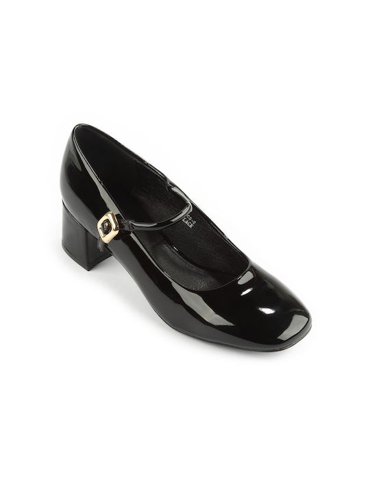 Fshoes Patent Leather Black Medium Heels