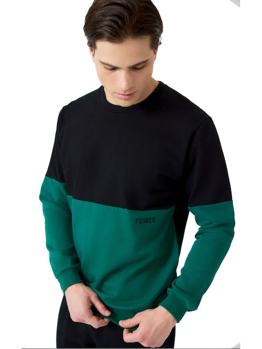 Minerva Men's Winter Cotton Pajamas Set Black-green Alpine