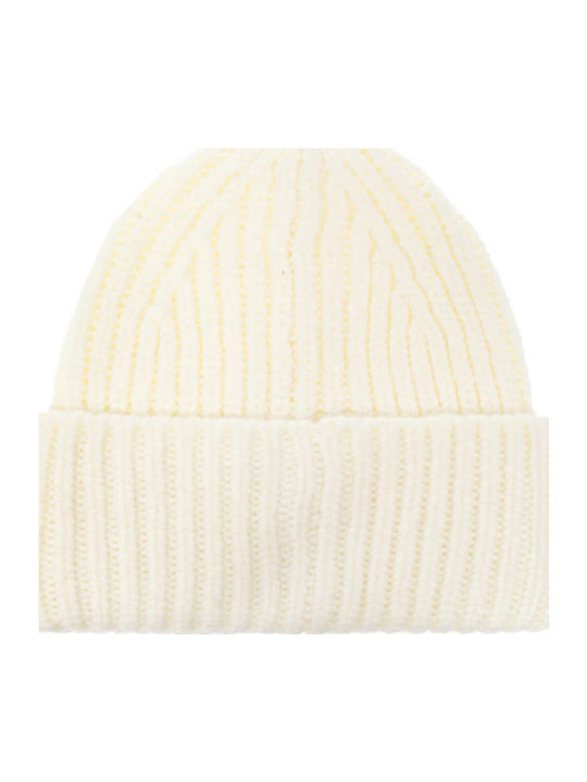 Chunky Beanie Γυναικείος Σκούφος με Rib Πλέξη σε Λευκό χρώμα