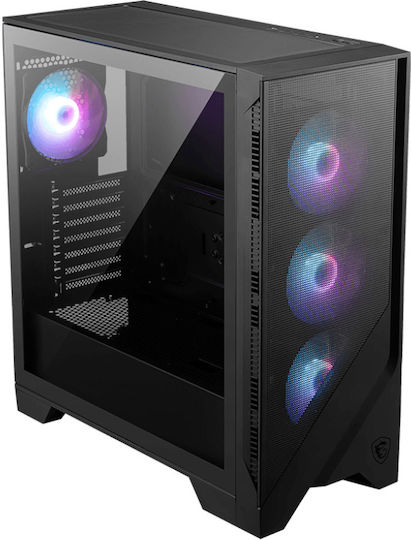 MSI MAG Forge 321r Airflow Gaming Midi Tower Κουτί Υπολογιστή με Πλαϊνό Παράθυρο και RGB Φωτισμό Μαύρο