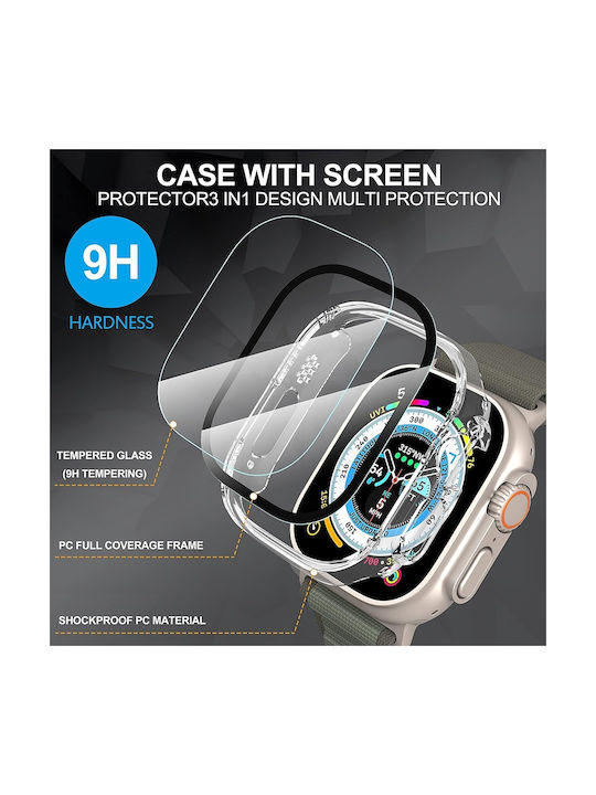 Techsuit Defense360 Pro Πλαστική Θήκη με Τζαμάκι σε Διάφανο χρώμα για Apple Watch Ultra, Apple Watch Ultra 2