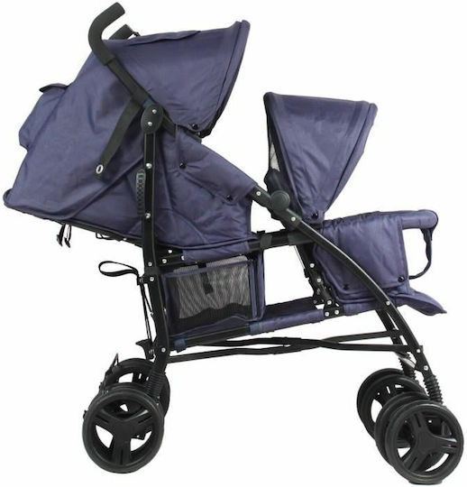 Bambisol Double Cane Double Stroller Suitable for Newborn Navy Blue