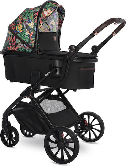 Lorelli Boston Reglabil 3 în 1 Cărucior pentru copii Potrivit pentru Nou-născut Flori tropicale 14kg