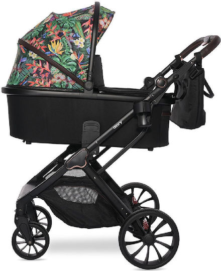 Lorelli Boston Reglabil 3 în 1 Cărucior pentru copii Potrivit pentru Nou-născut Flori tropicale 14kg