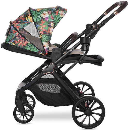 Lorelli Boston Reglabil 3 în 1 Cărucior pentru copii Potrivit pentru Nou-născut Flori tropicale 14kg