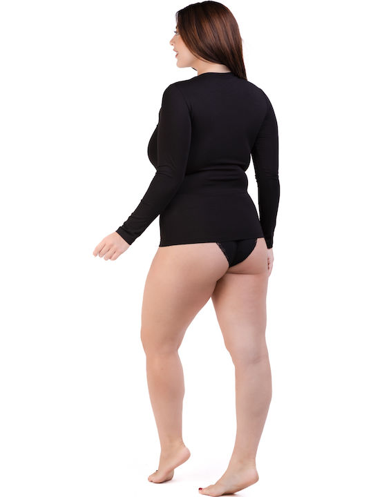 Mânecă lungă Bumbac Black Tricou pentru femei