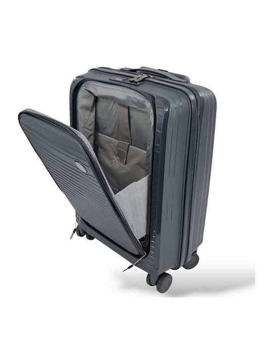 Playbags Βαλίτσα Ταξιδίου Καμπίνας Σκληρή Γκρι με 4 Ρόδες Ύψους 55εκ.