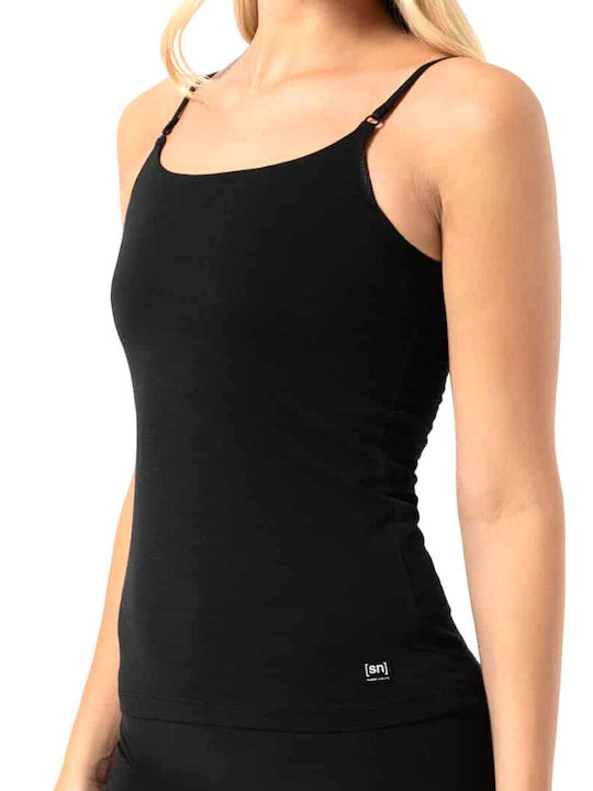 Damen Sport Bluse mit Trägern Schwarz