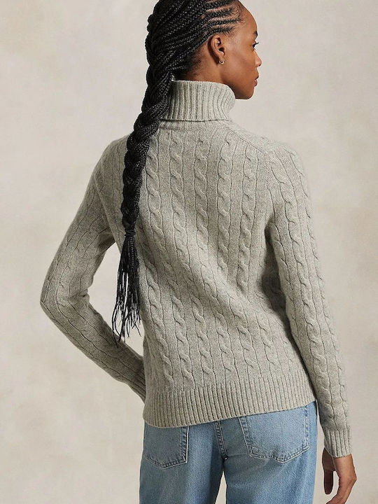 Ralph Lauren Cable-knit Women's Long Sleeve Sweater Woolen Turtleneck Light Grey Heather