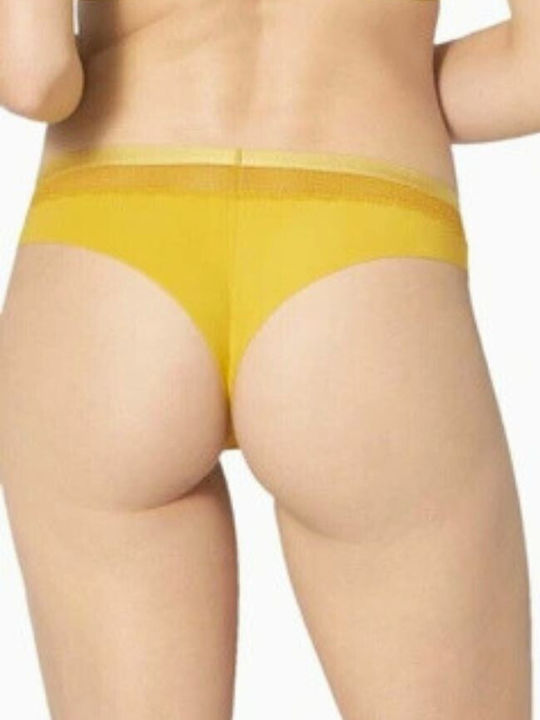 Sloggi Seamless Women's Underwear S Silhouette Brazil Panty Mustard