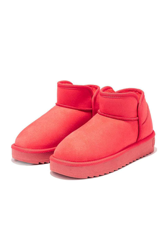Women's Ankle Boots with Fur Red