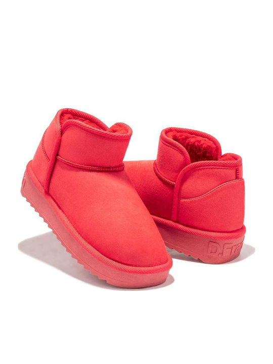 Women's Ankle Boots with Fur Red