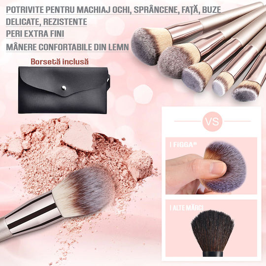 Figga Profesional Set cu Pensule de Machiaj pentru Fond de ten din Păr Sintetic 20buc