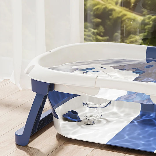 Figga Foldable Baby Bath with Thermometer Blue