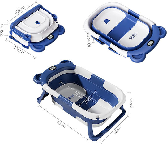 Figga Foldable Baby Bath with Thermometer Blue