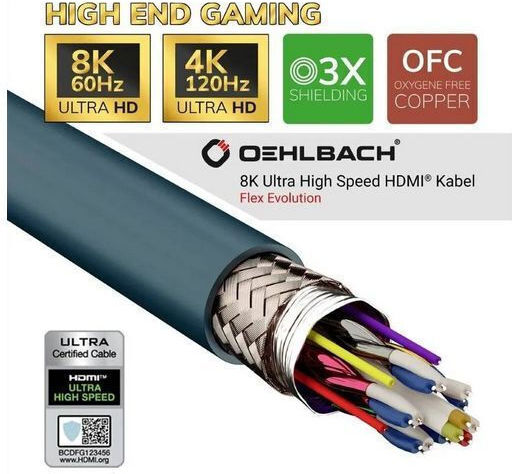 Oehlbach Flex Evolution HDMI 2.1 Cable HDMI male - HDMI male 1m Black