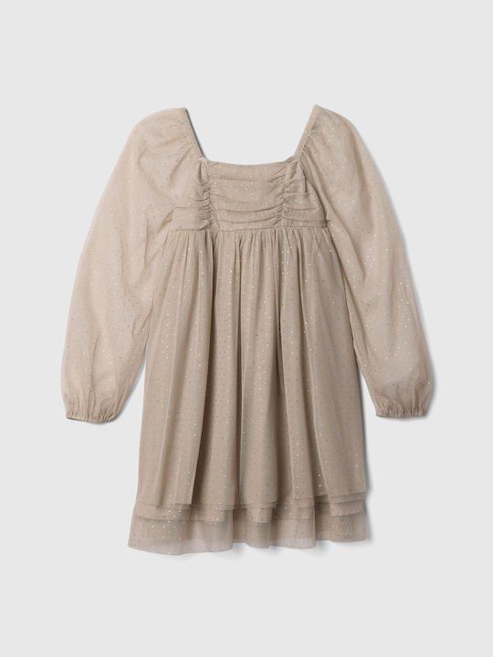 Mädchenkleid Langärmelig Tüll Floral Quail Shine