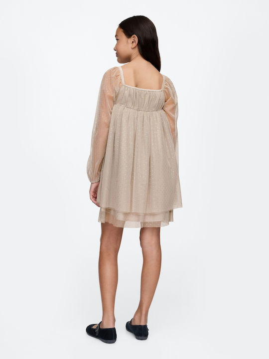 Mädchenkleid Langärmelig Tüll Floral Quail Shine