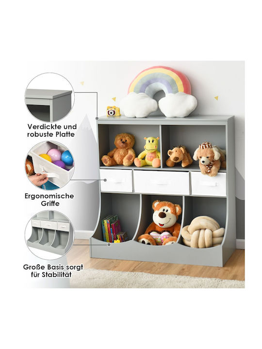 Kids Wooden Bookcase Gray