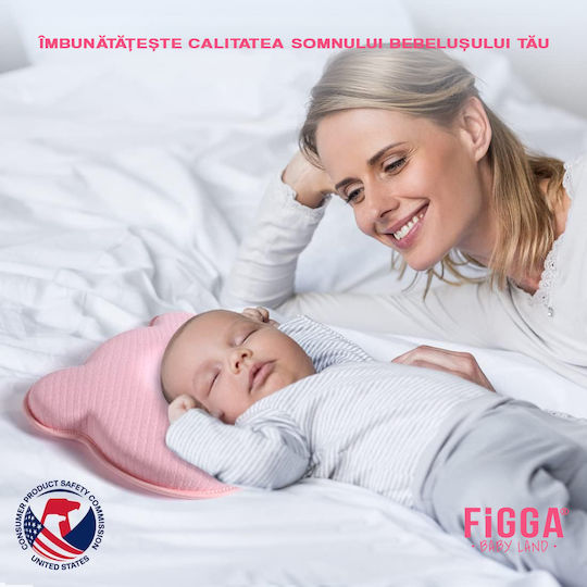 Figga Бебешка възглавница за странично положение на главата Мемори пяна Розов
