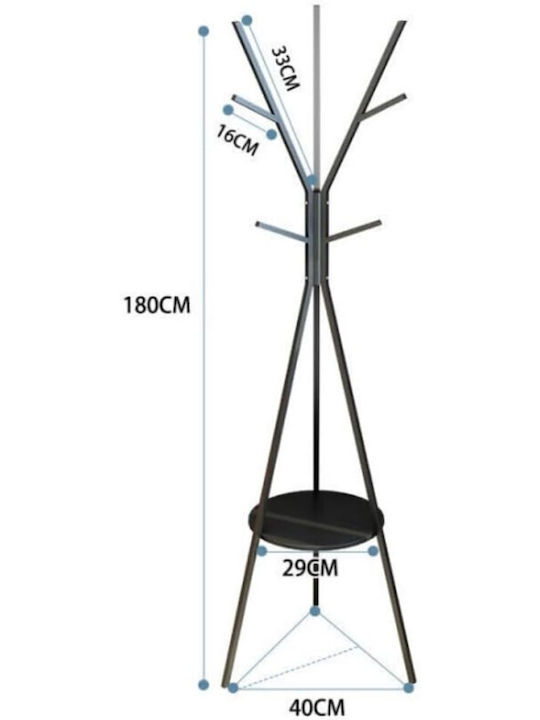 Viosarp Metallic Coat Rack Black 40x40x180cm