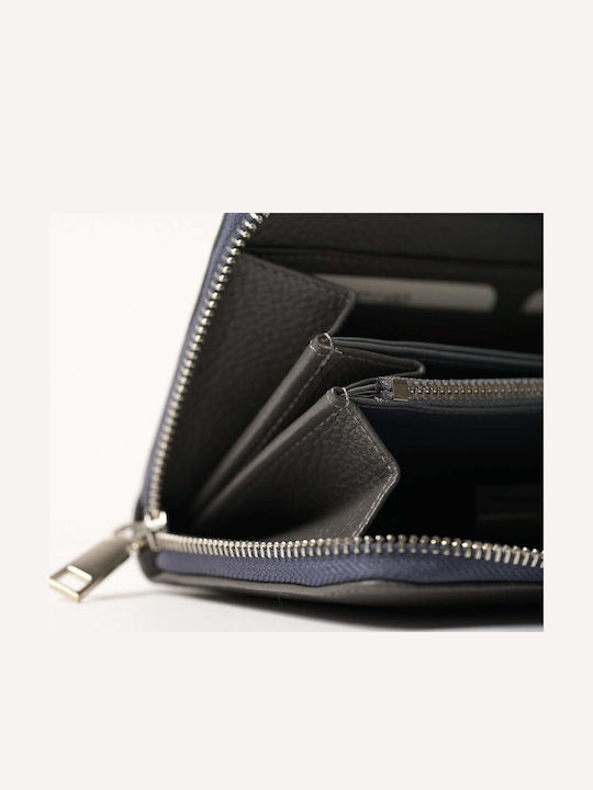 Large Leather Women's Wallet Classic Gray