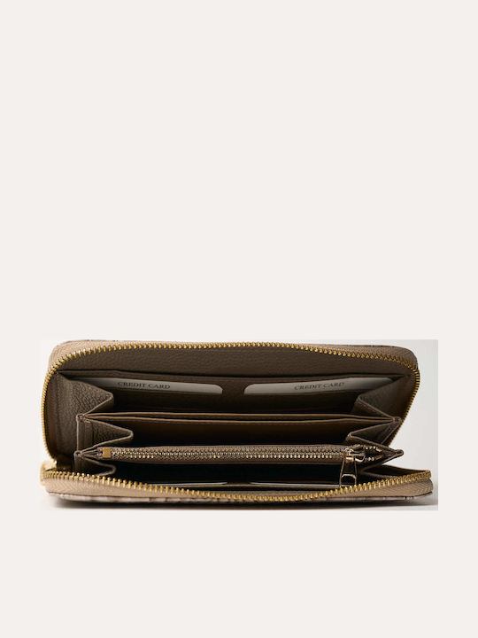 Large Leather Women's Wallet Classic Beige