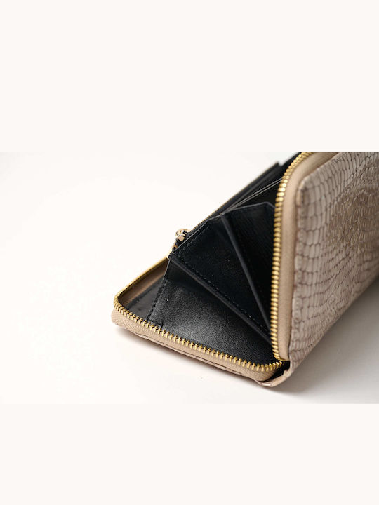 Large Leather Women's Wallet Classic Beige