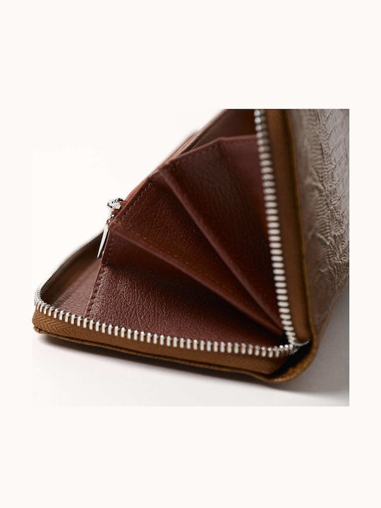 Large Leather Women's Wallet Classic Tabac Brown