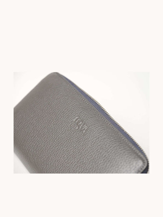Large Leather Women's Wallet Classic Gray