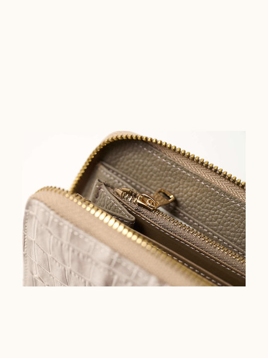Large Leather Women's Wallet Classic Beige