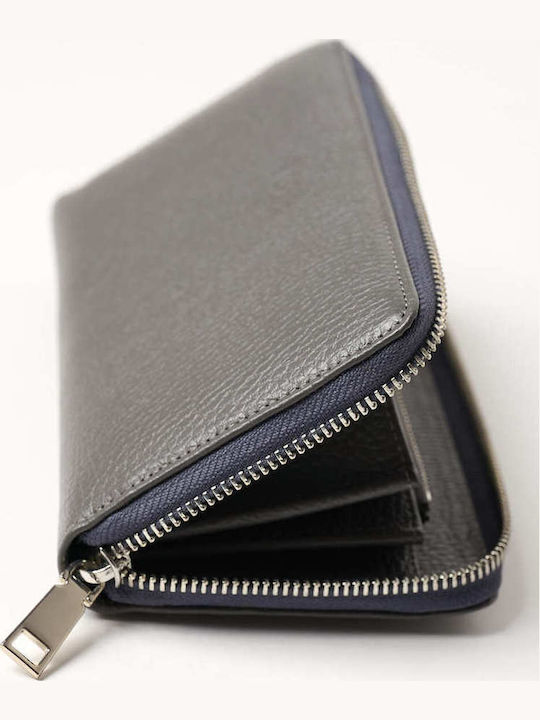 Large Leather Women's Wallet Classic Gray