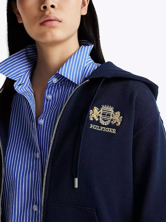 Tommy Hilfiger Logo Women's Hooded Cardigan Navy Blue