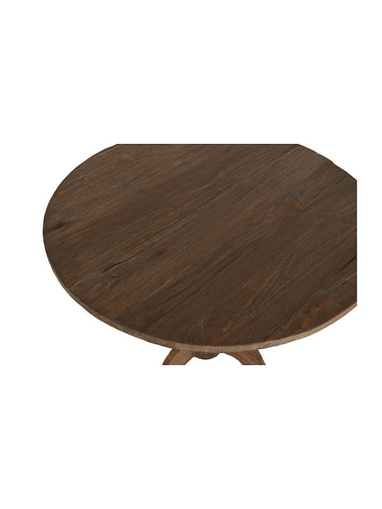 Round Side Table from Solid Wood Natural L80xW80xH75cm.