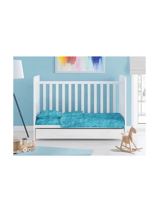 Dimcol Bebe Baby Sheets Set Crib Cotton Turquoise 120x160cm 3pcs