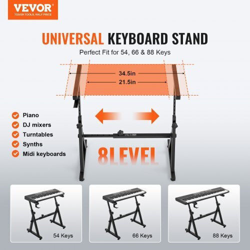 Vevor Σκαμπό Πιάνου Ρυθμιζόμενο Μ29.464xΠ29.464xΥ29.464-29.464cm