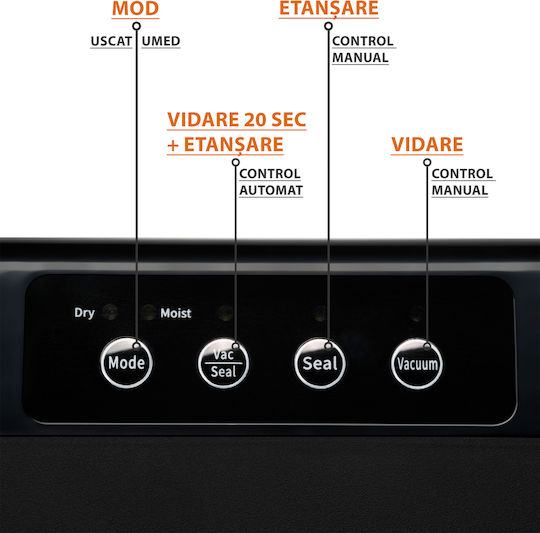 Zafit Vid-110 Aparat de Vidat Profesional pentru Alimente 110 W Bară de Etanșare de 28 cm 10 Pungi de Vidat Incluse Negru