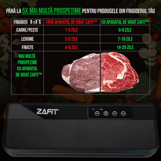 Aparat de Vidat Profesional Zafit Vid-360 pentru Alimente, Bară de Etanșare de 30 cm, 10 Pungi Incluse, Negru