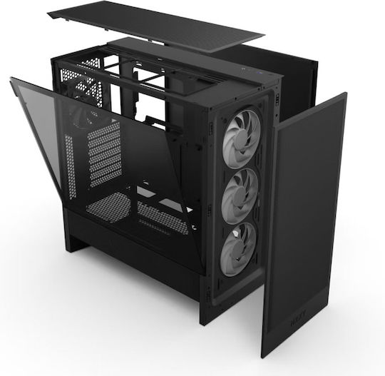 NZXT H5 (2024) Flow Gaming Midi Tower Κουτί Υπολογιστή με Πλαϊνό Παράθυρο και RGB Φωτισμό Μαύρο