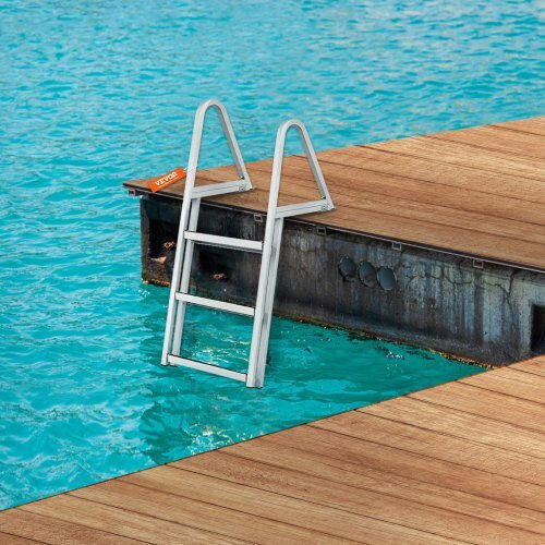 Vevor Σκάλα Πισίνας από Αλουμίνιο 61x45.5x122.5εκ. Ασημί