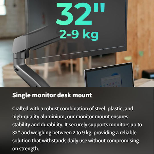 Icy Box Halterung Auf dem Schreibtisch Monitor bis 32" mit Arm (IB-MS203-T)