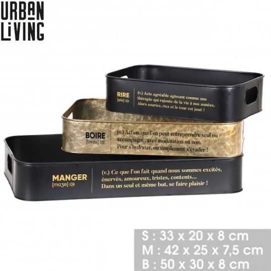 Urban Living Metall Rechteckig Serviertablett in Schwarz Farbe 53260 3Stück