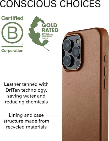 Mujjo Back Cover Δερμάτινο 1mm Καφέ (iPhone 16 Pro Max)