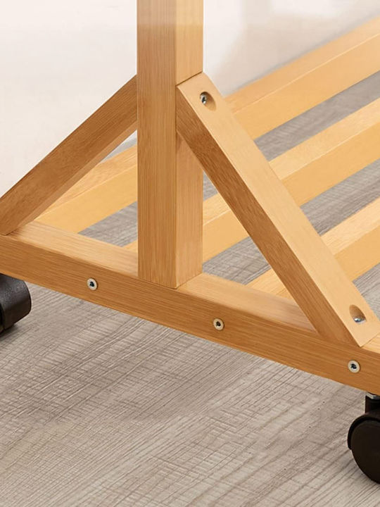 Quasar Τροχήλατη Κρεμάστρα Δαπέδου από Bamboo Μπεζ 80x35x155cm