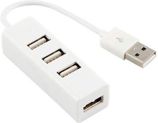 Diva USB Хъб 4 Порта USB 2.0 с USB-A Връзка Бял