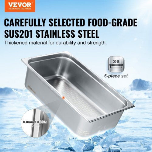 Vevor Σκεύος Gastronorm Ανοξείδωτο GN με Βάθος 150mm