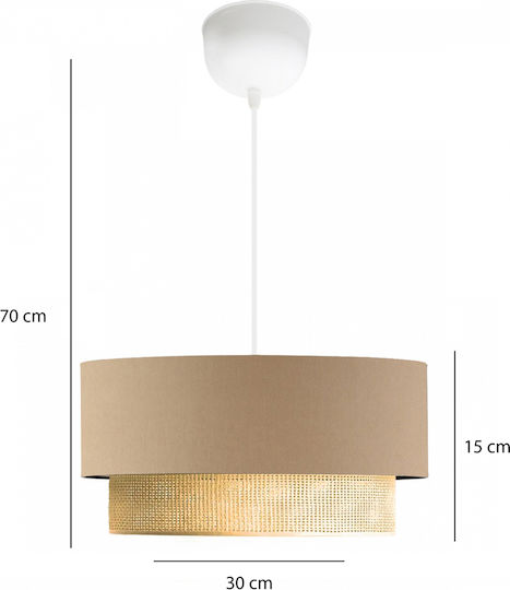GloboStar Biggie Κρεμαστό Φωτιστικό Μπεζ με Ντουί E27 30x30x70εκ.