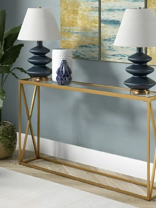 Kantoo Console Table Metal with Glass Surface Gold Shade L120xW25xH75cm