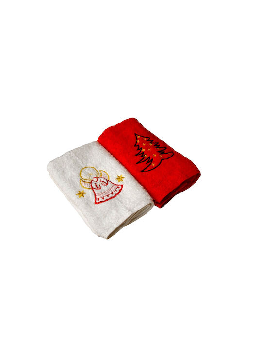 Decotelia Set aus 2 Weihnachtshandtüchern Weiß-Rot 40×60 Decotelia Set aus 2 Weihnachtshandtüchern Weiß-Rot 40×60