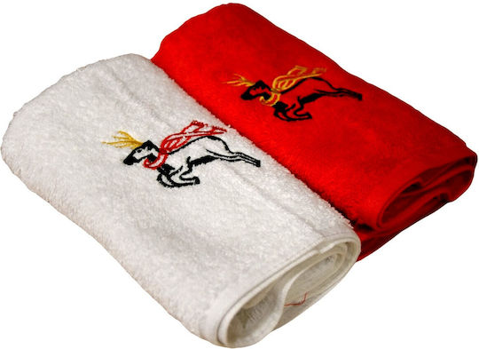 Decotelia Set aus 2 Weihnachts-Handtüchern Rot-Weiß 40×60